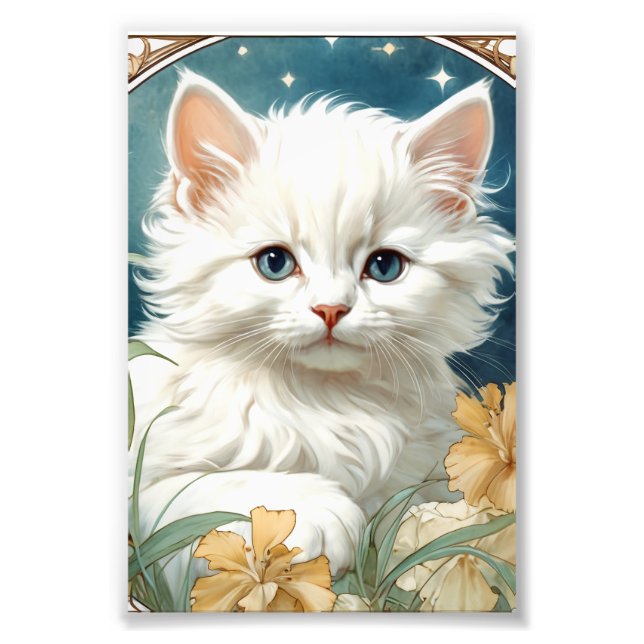Impression Photo Alphonse Mucha Art Nouveau Kitten (Devant)