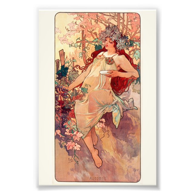 Impression Photo Alphonse Mucha, Les Saisons, Automne (1896)  (Devant)