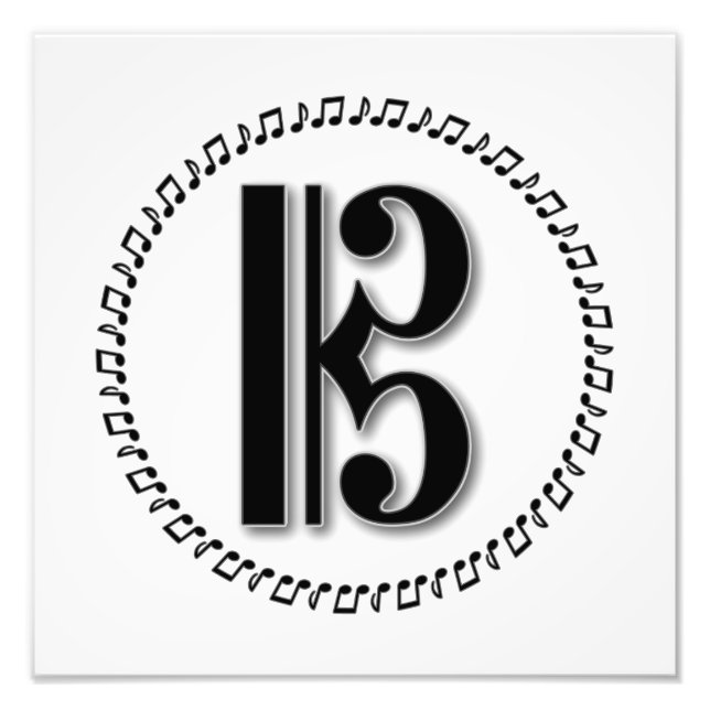 Impression Photo Alto ou Tenor Clef Music Note Design C Clef (Devant)