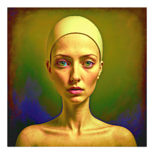 Impression Photo Âme de porcelaine craquée - Portrait coloré