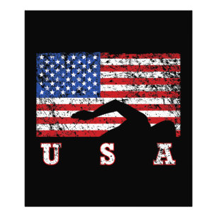 Impression Photo American Flag Swimming USA Cadeau Swim Team Premiu