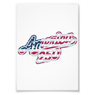 Impression Photo Amérique 250 Drapeau Script Semiquincentennial Des
