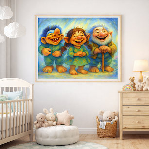 Impression Photo Amis joyeux de livre d'histoires Mur d'enfants fan