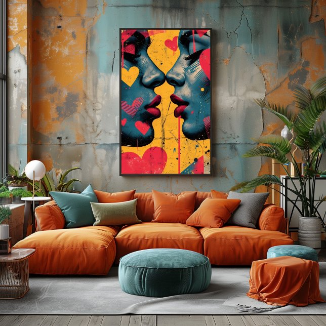 Impression Photo Amor Pop Art: Rostros Enamorados (Créateur téléchargé)