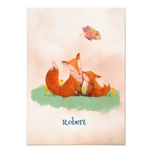 Impression Photo Amour maternel entre une mère renard et son bébé