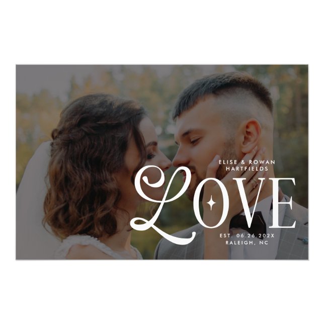 Impression Photo Amour Moderne Monogramme de Mariage Personnalisé p (Devant)