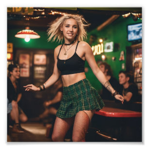 Impression Photo Amusant Happy Tartan Jupe fille Danser au bar