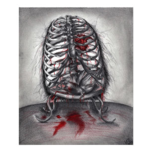 Impression Photo Anatomie d'oiseau à cage vide Gothique Horreur Art