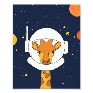 Impression Photo Animal astronaute girafe avec Clipart casque spati