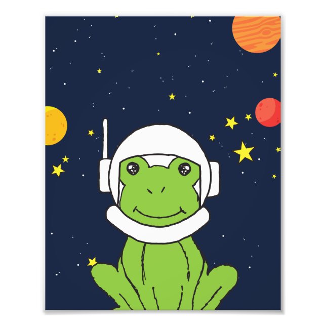 Impression Photo Animal de l'astronaute de grenouille avec Clipart  (Devant)