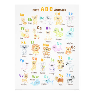 Impression Photo Animaux de l'alphabet ABC Animaux mignons 
