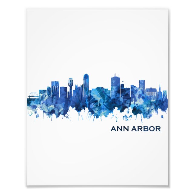 Impression Photo Ann Arbor Michigan Skyline Blue (Devant)