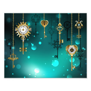 Impression Photo Antique Skeleton Keys on Green Background