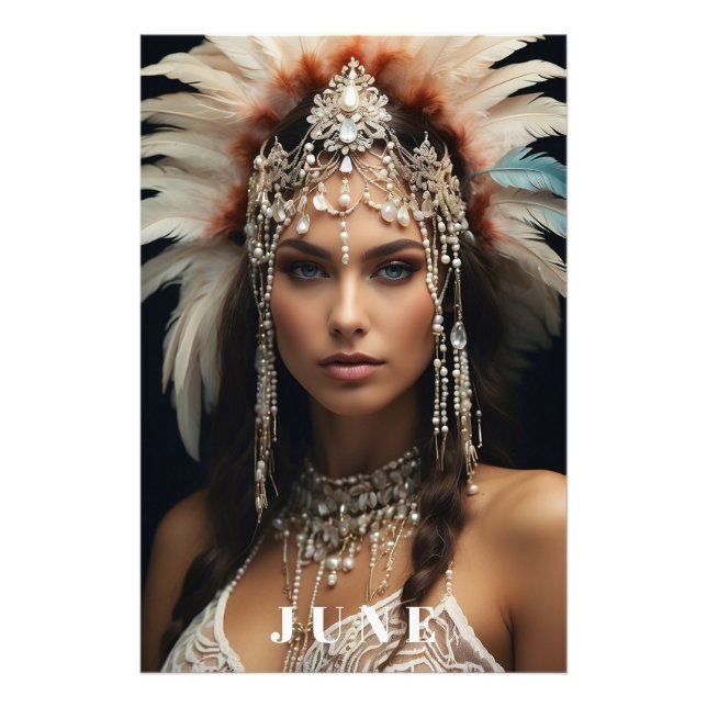 Impression Photo *~ AP53 JUIN Boho ANNIVERSAIRE PERLES Femme (Devant)