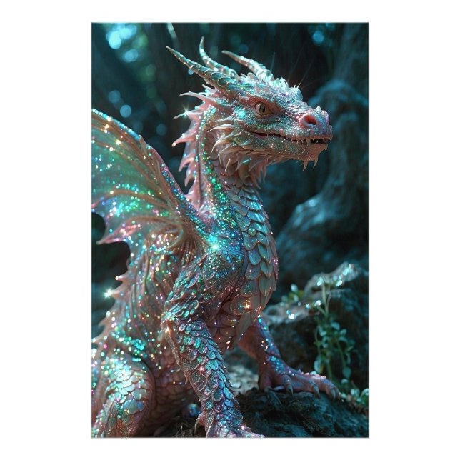 Impression Photo *~* AP88 Glittery Imaginaire Dragon Wall Artwork 1 (Devant)