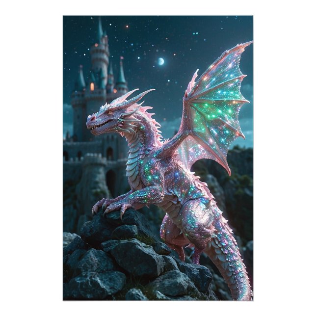 Impression Photo *~* AP88Imaginaire Château Dragon Mur Artwork 20 (Devant)