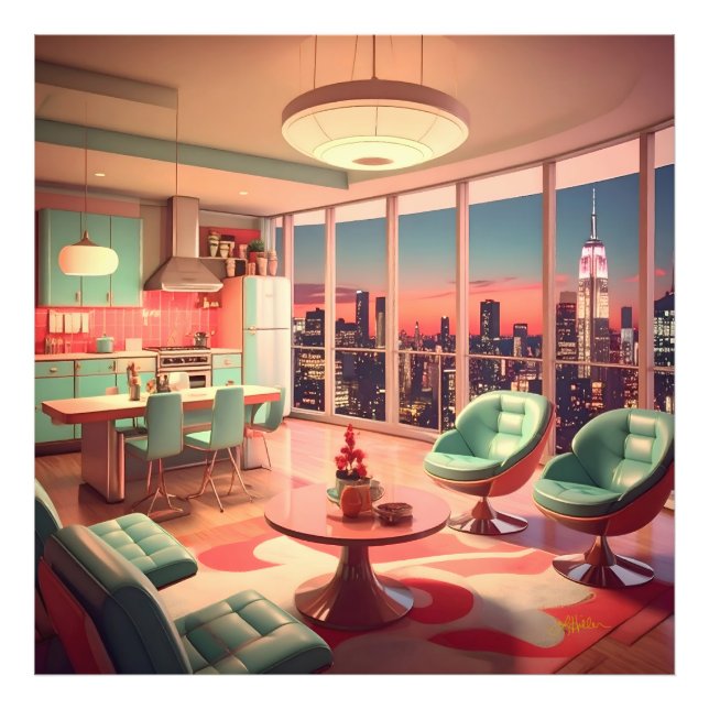 Impression Photo Appartement penthouse futuriste atomique (Devant)