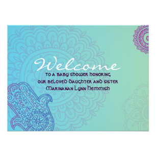 Impression Photo Aqua HEMSA MAIN DE DIEU Baby Naming Invitation