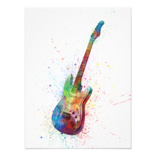 Impression Photo Aquarelle Abstraite de guitare électrique