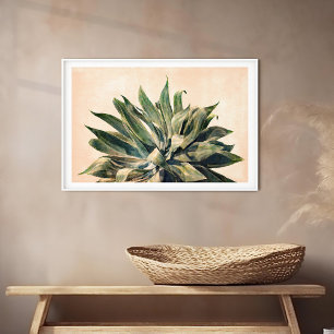 Impression Photo Aquarelle Agave Peinture Sud-Ouest Sage Vert
