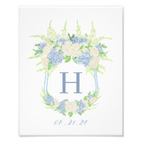 Aquarelle Bleu et Blanc Hydrangea Crest