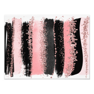 Impression Photo Aquarelle Brush Strots Rose Gold Faux Parties scin