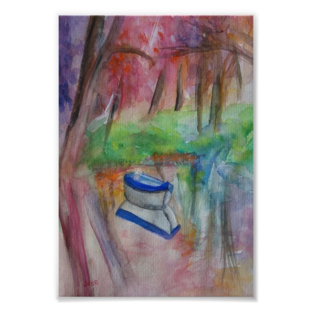 Impression Photo Aquarelle de bateau Art romantique Imprimer sur pa (Devant)