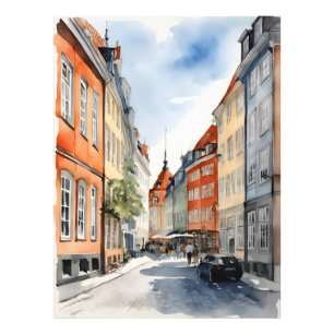 Impression Photo Aquarelle de Copenhague