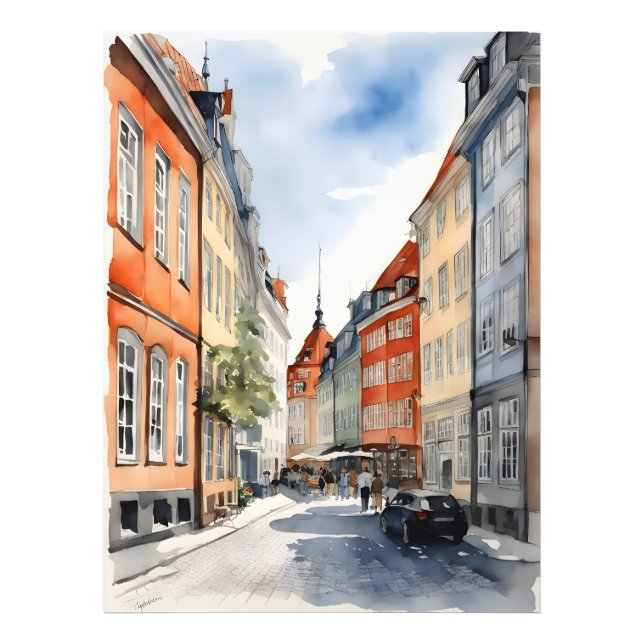 Impression Photo Aquarelle de Copenhague (Devant)