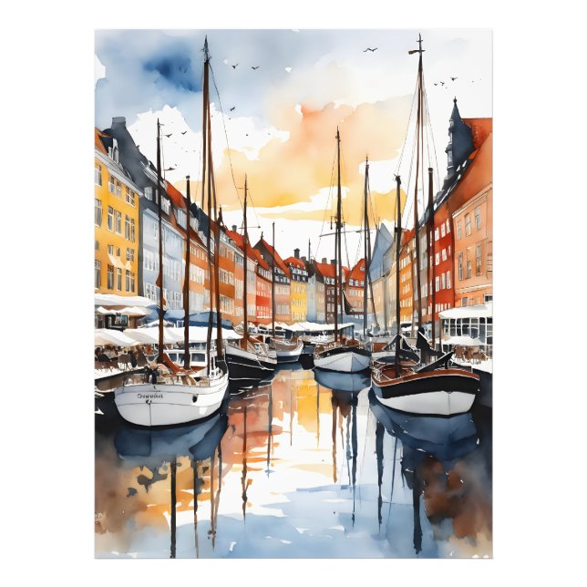 Impression Photo Aquarelle de Copenhague (Devant)
