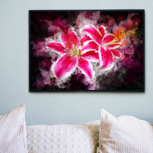 Impression Photo Aquarelle de fleur de Stargazer Lily - bb 03