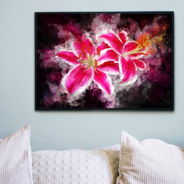 Impression Photo Aquarelle de fleur de Stargazer Lily - bb 03 (Créateur téléchargé)