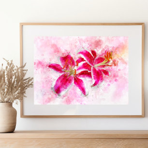 Impression Photo Aquarelle de fleur de Stargazer Lily - wb 03