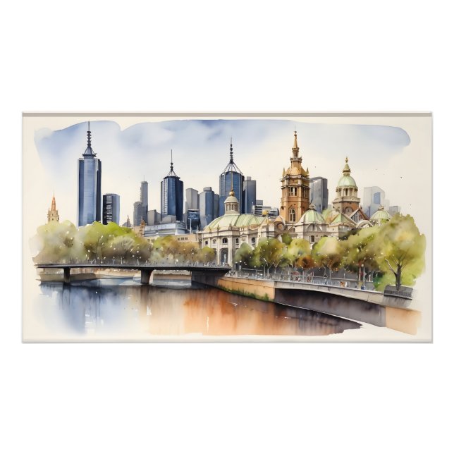 Impression Photo Aquarelle de Melbourne (Devant)