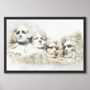Impression Photo Aquarelle du mont Rushmore