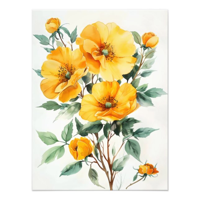 Impression Photo Aquarelle Fleurs Jaunes (Devant)