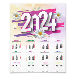 Impression Photo Aquarelle Floral Flowers 2024 Calendrier