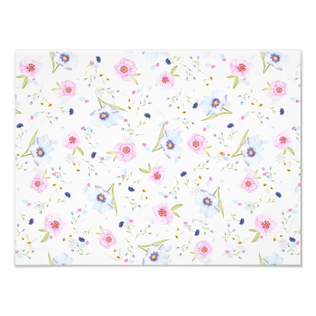 Impression Photo Aquarelle Floral Motif sans joint (Devant)
