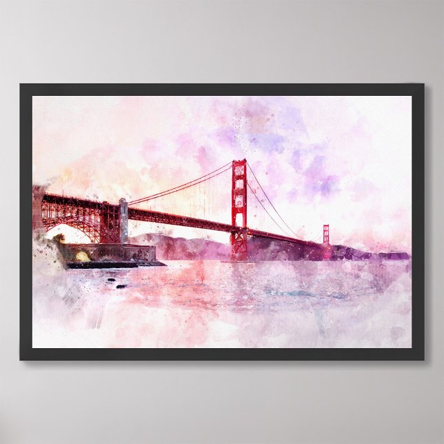 Impression Photo Aquarelle Golden Gate Bridge à San Francisco (Créateur téléchargé)