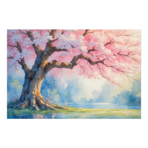 Impression Photo Aquarelle japonaise paisible en fleur de cerisier