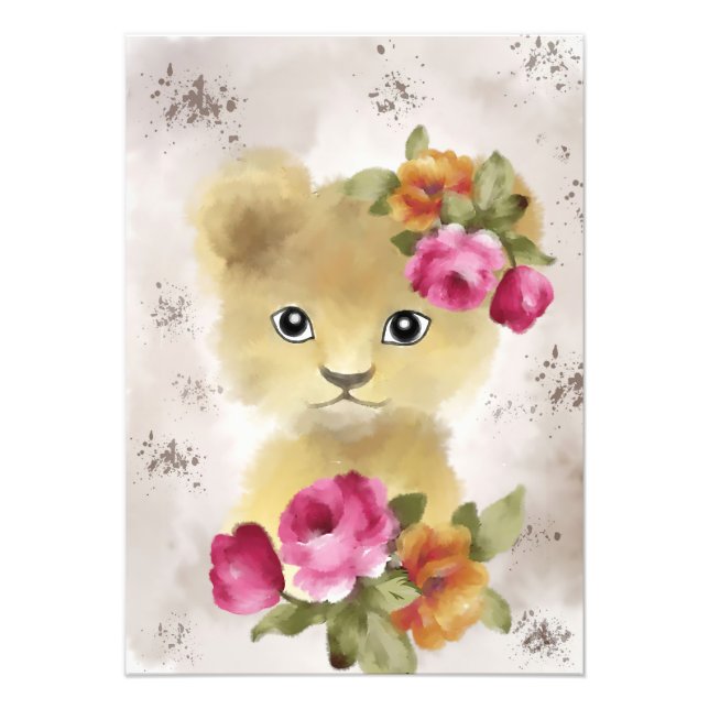 Impression Photo Aquarelle Lion Baby Lion (Devant)