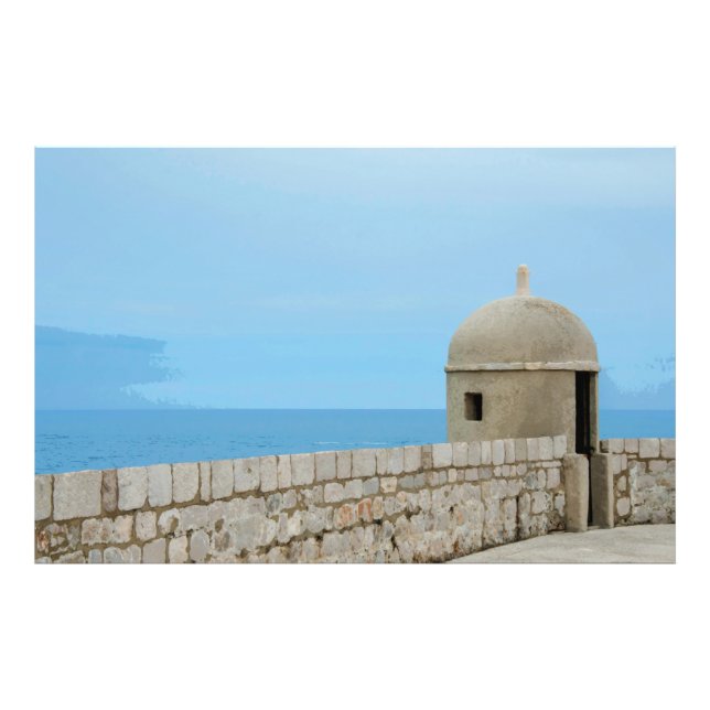 Impression Photo Aquarelle peinture de la muraille de Dubrovnik (Devant)