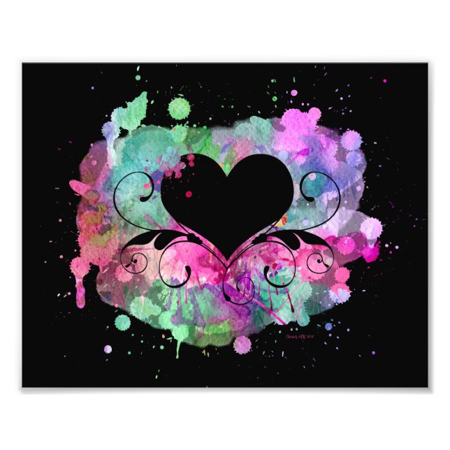 Impression Photo Aquarelle peinture numérique | Coeurs coupés (Devant)