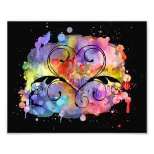 Impression Photo Aquarelle peinture numérique   Coeurs coupés
