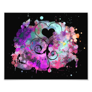 Impression Photo Aquarelle peinture numérique   Coeurs coupés