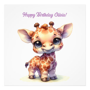 Impression Photo Aquarelle petite girafe