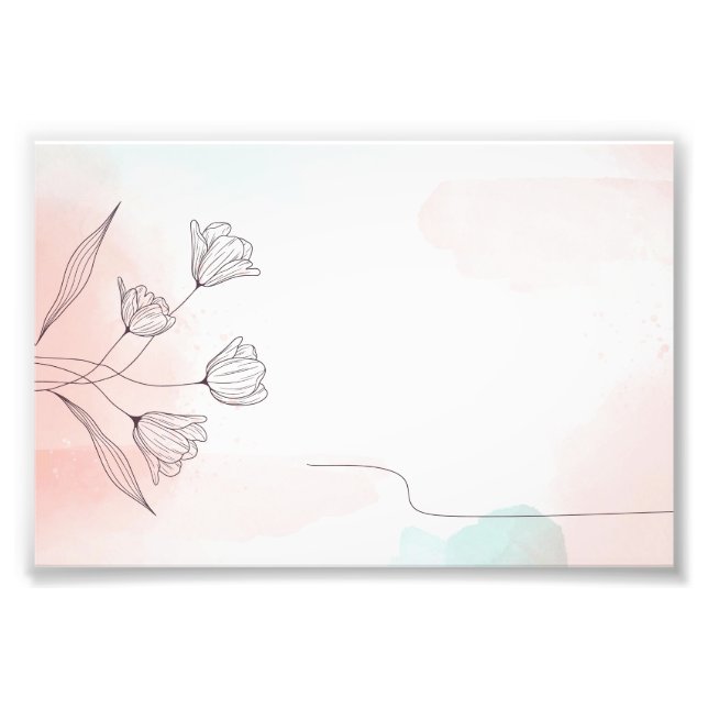 Impression Photo Aquarelle rose romantique Floral (Devant)