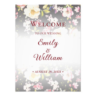 Impression Photo Aquarelle rose Roses jaunes, noir flou, Mariage