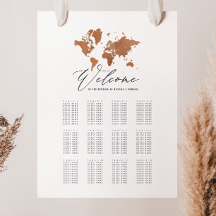 Impression Photo Aquarelle rouille plan du monde plan de siège mari