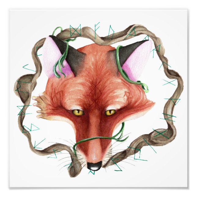 Impression Photo Aquarelle Runic Fox (Devant)